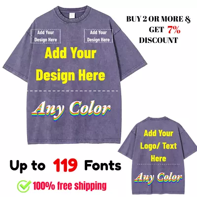 Custom Text Design T-Shirts Gift Photo Make Your Own Shirt Personalized T-shirt • $18.77