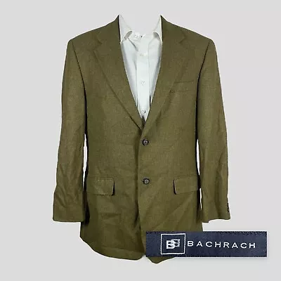 Bachrach Blazer Sport Coat Mens 44R Soft Tweed Solid Green • $53.99