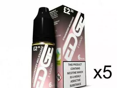 5x 10ml Edge E-Liquid Strawberry Milkshake 3mg 6mg 12mg 18mg • £8.99