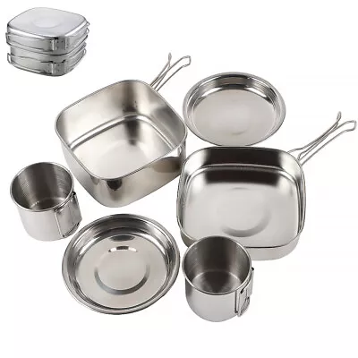 6pcs Camping Cookware Mess Kit For Camping 2 Person AluminumBackpacking Cook Set • $25.99