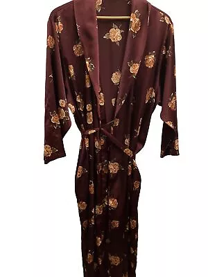 Vintage BHS Dressing Gown ROBE SIZE 12/14 UK  Rose Floral Brown • £14.99