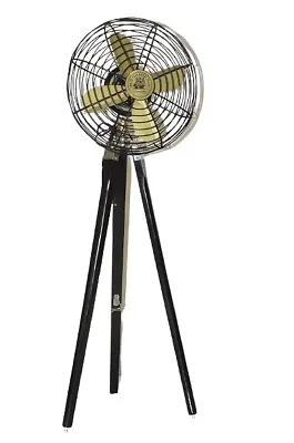 Handmade Floor Fan Antique Black Royal Navy Fan W/Wooden Tripod Stand Home Decor • $199.80