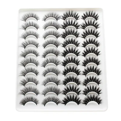 20 Pair 3D Faux Mink False Eyelashes Wispy Cross Long Thick Soft Fake Eye Lashes • £4.79