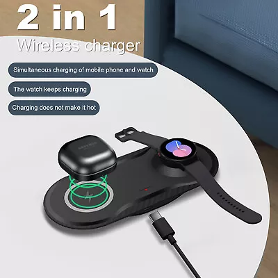 20W Wireless Charger 2 In 1 Mat Pad For Samsung Galaxy Watch 5 Pro S23 Z Fold 4 • £12.59