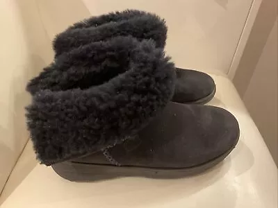£42 • Buy FitFlop Mukluk Shorty Black Suede Shearling Lined Ankle Boots UK 5 WORN TWICE