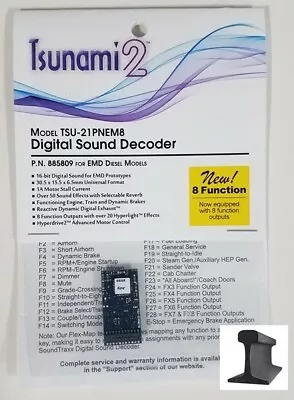 Soundtraxx 885809 Tsunami 2 TSU-21PNEM8 21 Pin Sound Decoder EMD ~ 8 Function • $98.36