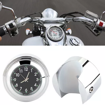 7/8 1 Motorcycle Handlebar Mount Watch Precise Time Keeping Dial Clock (Black) • $10.52