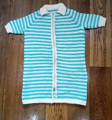 Baby Toddler Sleeping Bag Sleepsack Dressing Gown Hand Knitted Turquoise Green • £3.50