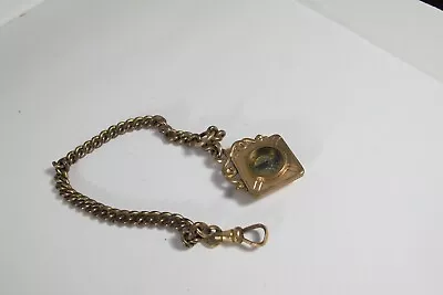 Antique Vintage L.b. & Co. Fob Chain With Compass & Onyx Pendant Gold Plated • $43.90