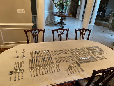 $11250 • Buy Gorham Sterling Silver Flatware Set, 27 4 Piece Place Settings + Add’l Pieces