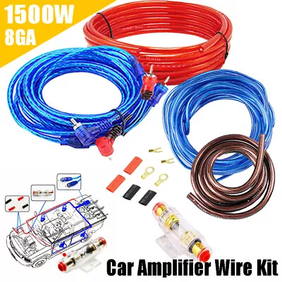 Car Amplifier Wiring Kit 1500w Audio Subwoofer Wire AMP RCA Power Cable AGU FUSE • £6.37