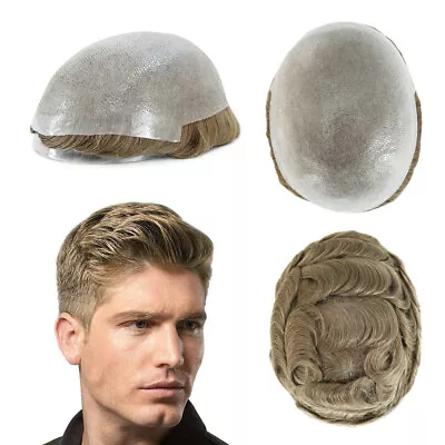 Toupee For Men Human Hair Replacement System 08-10 Thin Skin Various Hair Colors • £95.99