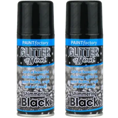2X Black Glitter Effect Spray Paint Decorative Creative Art Crafts Frames Hobby • £6.99