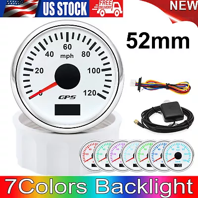 52mm 7 Colors GPS Speedometer Gauge 0-60MPH White For Motorcycle Boat Car ATV US • $45.89
