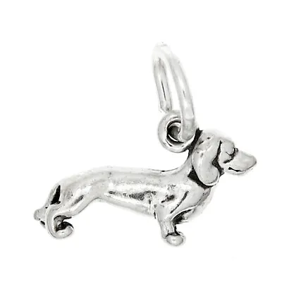 Sterling Silver 3D Tiny Lightweight Dachshund Puppy Weenie Dog Charm Or Pendant • $4