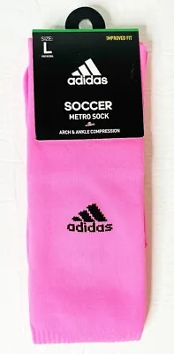 Adidas Soccer Socks Adult Large Pink Arch Ankle Compression Unisex • $19.99