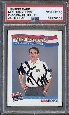 Mike Krzyzewski Signed 1991 Nba Hoops Usa Basketball Rookie Card Coach K Psa/dna • $999.99