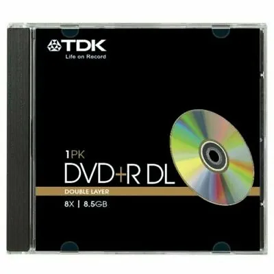 £3.99 • Buy 1 Genuine TDK DVD+R DL Dual Double Layer 8.5GB Disc 8x 240 Mins T19544 CMC D03