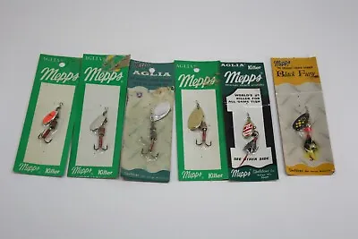 Vintage Mepps Spinner Lure Lot (6) Aglia Aglia Killer Black Furry • $24.99