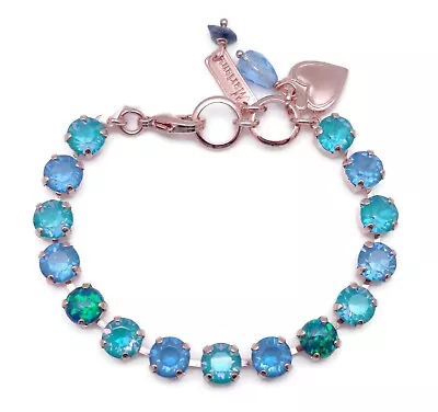 Mariana Blue And Aqua Crystal With Simulated Opal Rose Gold Bracelet M0990 • $94