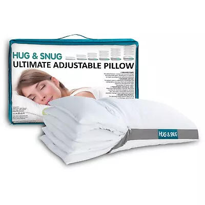 6 Layers Pillow Adjustable Pancake Virgin Microfibre Filled Hotel Quality Sleep • £24.99