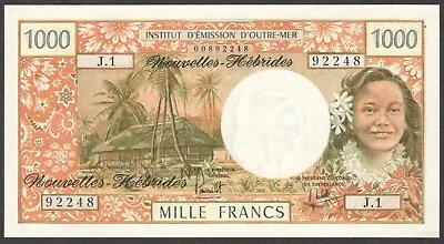 New Nouvelles Hebrides Vanuatu 1000 1000 Francs P-20b 1980 GEM UNC Emboss • $59.99
