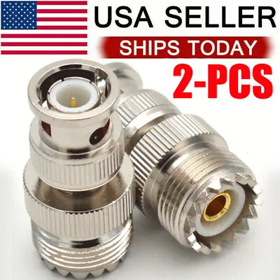 2X BNC Male Plug To UHF PL-259 SO239 Female RF Coaxial Adapter Cable Connector • $8.59