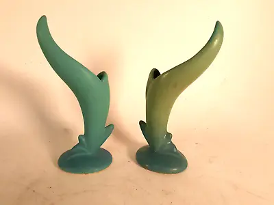 Vintage  Van Briggle Art Pottery Bird Of Paradise Vases Turquoise Glaze • $46