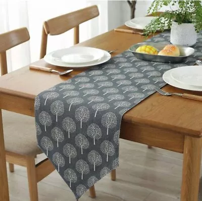 Modern Linen Cotton Cloth Table Runner Tree Printed Decorative Design & V Shaped • £9.89