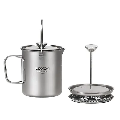 Lixada 750ml Titanium Coffee Cup Mug French Press Pot Coffee Maker +Lid URT V5Z5 • £32.90