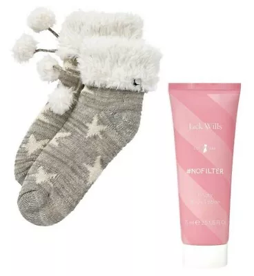 JACK WILLS ❤️ Grey Slipper Socks 4 - 8. Fruity Body Lotion GIFT SET Boxed ❤️ NEW • £16