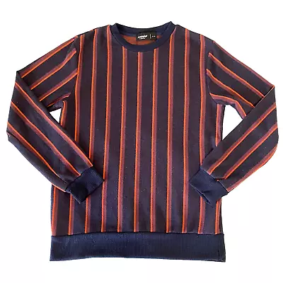 Men's Striped Sweater Medium Soft Knit Retro Mod Casual Warm Pullover Top I • $14.86