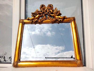 £69 • Buy Vintage Ornate Gold Gilt Cherubs Bevelled Mirror Baroque Rococo Style