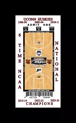 Uconn Huskies 2024 Final 4 Matted Pic Of Custom Commemorative Finals Game Ticket • $10.95