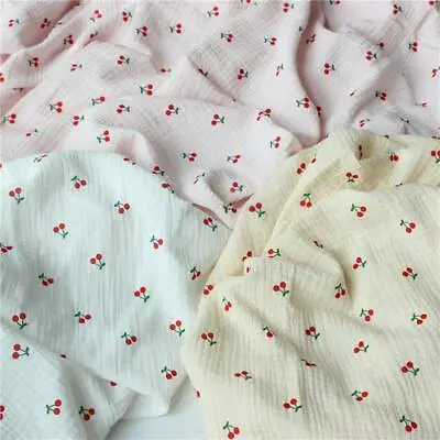 1 Yard Adorable Cherry Prints Double Gauze Baby Cotton Muslin Crinkly Fabric 53  • $14.99