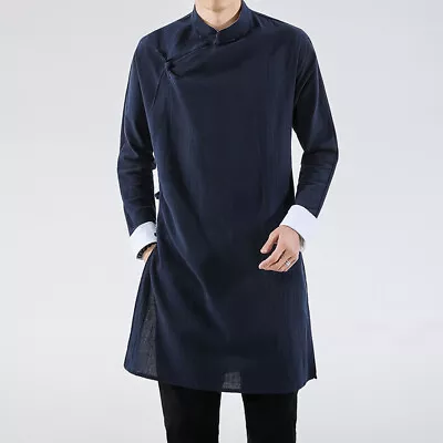 Traditional Clothing Robe Hanfu Long Shirt Tai Chi Kung Fu Coat Men Clothing • $57.79