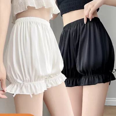 Women High Waist Ruffle Safety Shorts Loose Bottoming Shorts Summer Thin Bloomer • £4.79