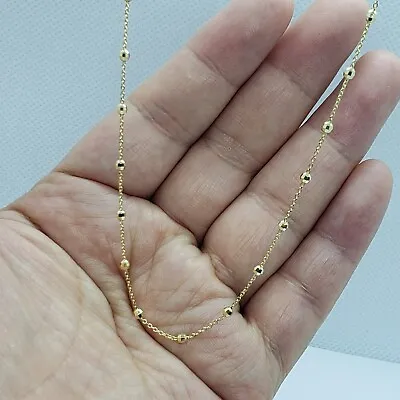 14k Solid Yellow Two Tone Gold Ball Bead Chain Necklace 2mm 4mm / 16  18  20  • $211.99