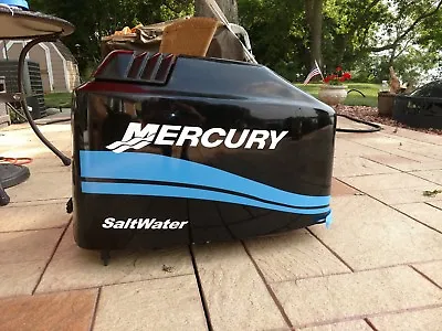 MERCURY BOAT MOTOR COWL DECAL SET  Saltwater Series Blue Stripe + Size Choices • $43.95