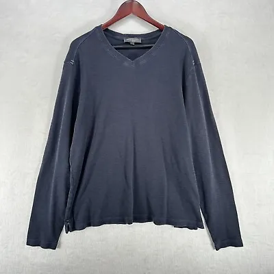 Robert Barakett Shirt Mens XXL 2XL Blue Long Sleeve Thermal V Neck Casual • $15.30