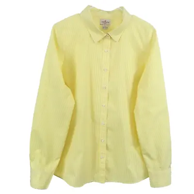 J. Crew Haberdashery Women's Size XL Yellow Striped Long Sleeve Button Up Shirt • $17.94