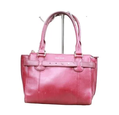 Cole Haan Raspberry Pinkish Red Leather Double Handles Shoulder Handbag • $33.75