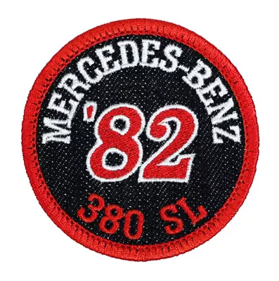 1982 Mercedes Benz 380 SL Embroidered Patch Black Denim/Red Iron-On Sew-On Hat • $13.99