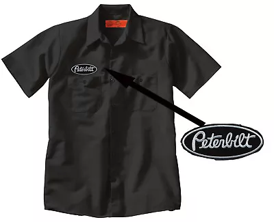 PETERBILT Truck Embroidered Black PATCH + Mechanic WORK SHIRT Trucking • $29.99