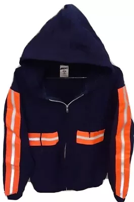 Enhanced Visibility Hooded Sweatshirt Full Zip Jerzees NuBlend Navy • $10