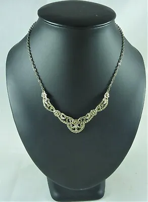 Fabulous Vintage Estate Marcasite Necklace Hollywood English Made # 19320 • $110