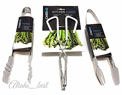 Chef Aid Tongs Food Serving Stainless Steel Chrome Finish Scissors Type Assorted • £4.29