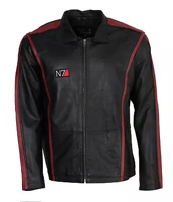 Mass Effect 3 N7 Jacket Commander Shepard Stylish Genuine & Faux Leather Jacket • $119.99