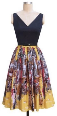 £65 • Buy Trashy Diva French Quarter New Orleans Border Print Dress Pinup Vintage 50s Xs