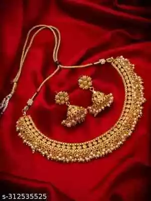 Indian Bollywood Gold Plated Kundan Choker Bridal Necklace Earrings Jewelry Set • $23.99